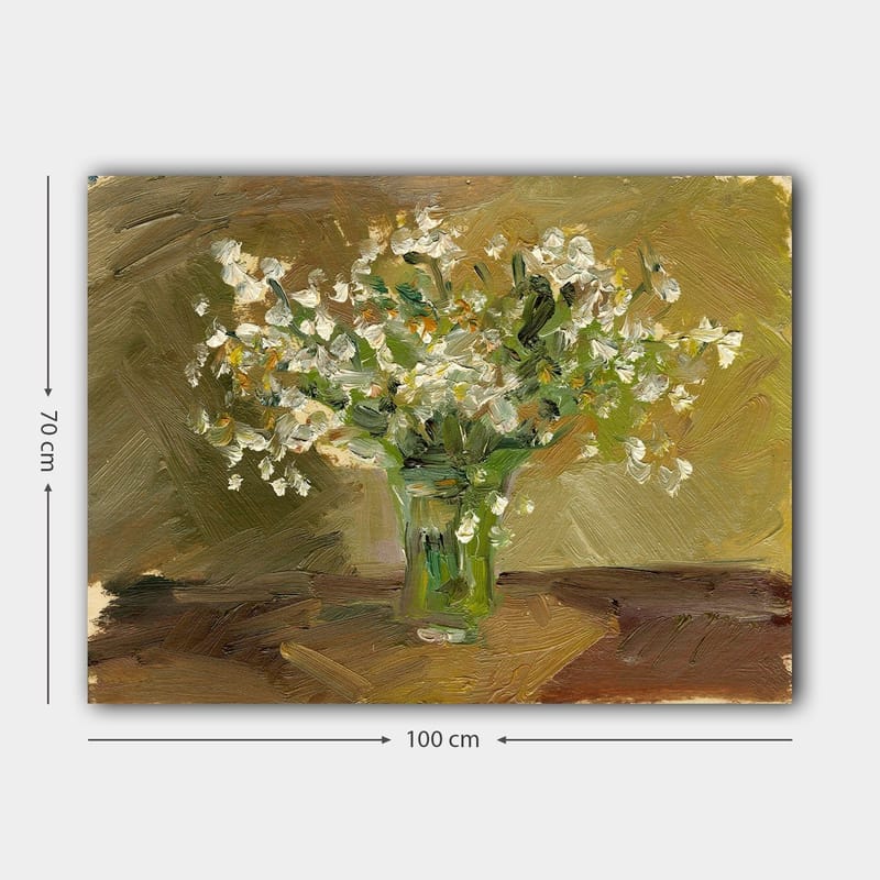 Canvastavla 70x100 cm - Vacker bukett blommor i en glasvas - Vit / Grön / Brun - Inredning - Tavlor & posters - Canvastavla