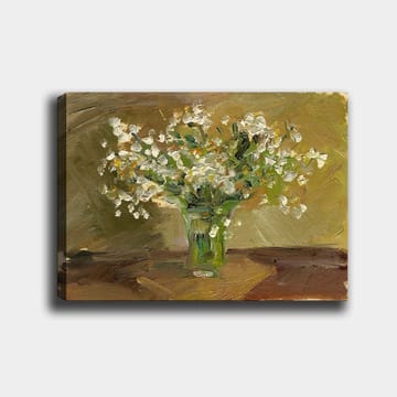 Canvastavla 70x100 cm - Vacker bukett blommor i en glasvas - Vit / Grön / Brun - Inredning - Tavlor & posters - Canvastavla