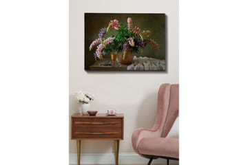 Canvastavla 70x100 cm - Vacker bukett med färgglada blommor i en kruka - Lila / Rosa / Grön - Inredning - Tavlor & posters - Canvastavla