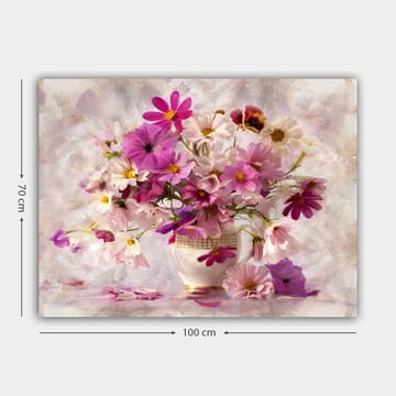 Canvastavla 70x100 cm - Vacker bukett med färgglada blommor i en vas - Rosa / Lila / Vit - Inredning - Tavlor & posters - Canvastavla