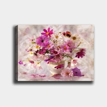 Canvastavla 70x100 cm - Vacker bukett med färgglada blommor i en vas - Rosa / Lila / Vit - Inredning - Tavlor & posters - Canvastavla