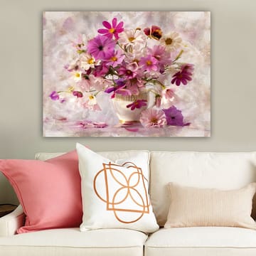 Canvastavla 70x100 cm - Vacker bukett med färgglada blommor i en vas - Rosa / Lila / Vit - Inredning - Tavlor & posters - Canvastavla
