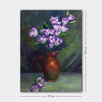 Canvastavla 70x100 cm - Vacker bukett med lila blommor i en brun kruka - Lila / Grön / Brun - Inredning - Tavlor & posters - Canvastavla