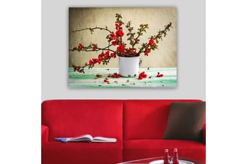 Canvastavla 70x100 cm - Vacker bukett med röda blommor i en vit kopp - Röd / Grön / Vit - Inredning - Tavlor & posters - Canvastavla