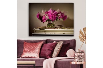 Canvastavla 70x100 cm - Vacker bukett med rosa pioner i en glasvas - Rosa / Grön / Beige - Inredning - Tavlor & posters - Canvastavla