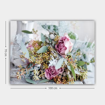 Canvastavla 70x100 cm - Vacker bukett med rosor och gröna bladverk - Ljusrosa / Grön / Beige - Inredning - Tavlor & posters - Canvastavla