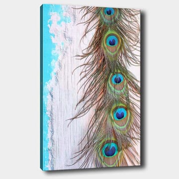 Canvastavla 70x100 cm - Vacker fjäder från en påfågel med intensiva färger och detaljer - Grön / Blå / Brun - Inredning - Tavlor & posters - Canvastavla