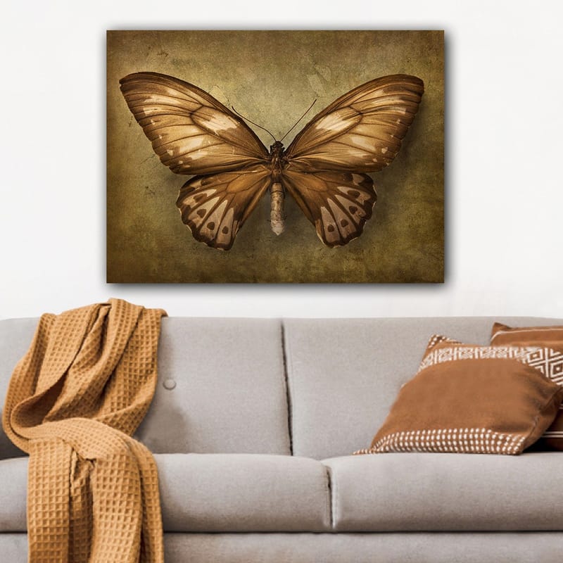 Canvastavla 70x100 cm - Vacker fjäril med detaljerade vingar i bruna och beige nyanser - Brun / Beige - Inredning - Tavlor & posters - Canvastavla