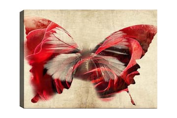 Canvastavla 70x100 cm - Vacker fjäril som är sammansatt av rosor, vilket skapar en harmonisk och drömlik känsla - Röd / Grå - Inredning - Tavlor & posters - Canvastavla