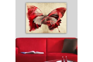 Canvastavla 70x100 cm - Vacker fjäril som är sammansatt av rosor, vilket skapar en harmonisk och drömlik känsla - Röd / Grå - Inredning - Tavlor & posters - Canvastavla