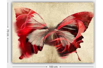Canvastavla 70x100 cm - Vacker fjäril som är sammansatt av rosor, vilket skapar en harmonisk och drömlik känsla - Röd / Grå - Inredning - Tavlor & posters - Canvastavla