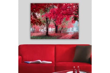 Canvastavla 70x100 cm - Vacker höstscen med röda och orangea löv som täcker träden och marken - Röd / Orange / Grön - Inredning - Tavlor & posters - Canvastavla