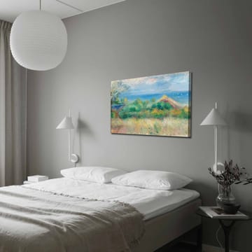 Canvastavla 70x100 cm - Vacker landskapsmålning med en blå himmel, hav och gröna fält - Blå / Grön / Beige - Inredning - Tavlor & posters - Canvastavla