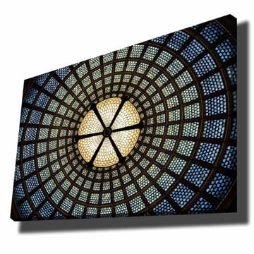 Canvastavla 70x100 cm - Vacker taklampa med geometriska mönster i glas - Blå / Grön / Beige - Inredning - Tavlor & posters - Canvastavla