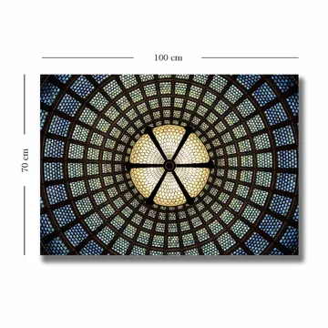 Canvastavla 70x100 cm - Vacker taklampa med geometriska mönster i glas - Blå / Grön / Beige - Inredning - Tavlor & posters - Canvastavla