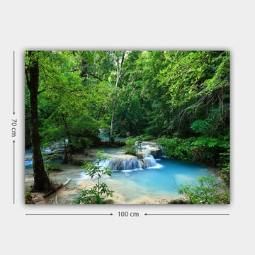 Canvastavla 70x100 cm - Vacker vattenfallsscen omgiven av frodig grönska - Grön / Blå / Beige - Inredning - Tavlor & posters - Canvastavla