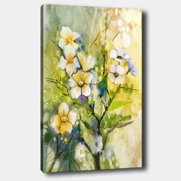 Canvastavla 70x100 cm - Vackra blommor i en färgglad och livfull komposition - Gult / Vitt / Grönt - Inredning - Tavlor & posters - Canvastavla