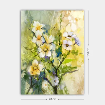 Canvastavla 70x100 cm - Vackra blommor i en färgglad och livfull komposition - Gult / Vitt / Grönt - Inredning - Tavlor & posters - Canvastavla