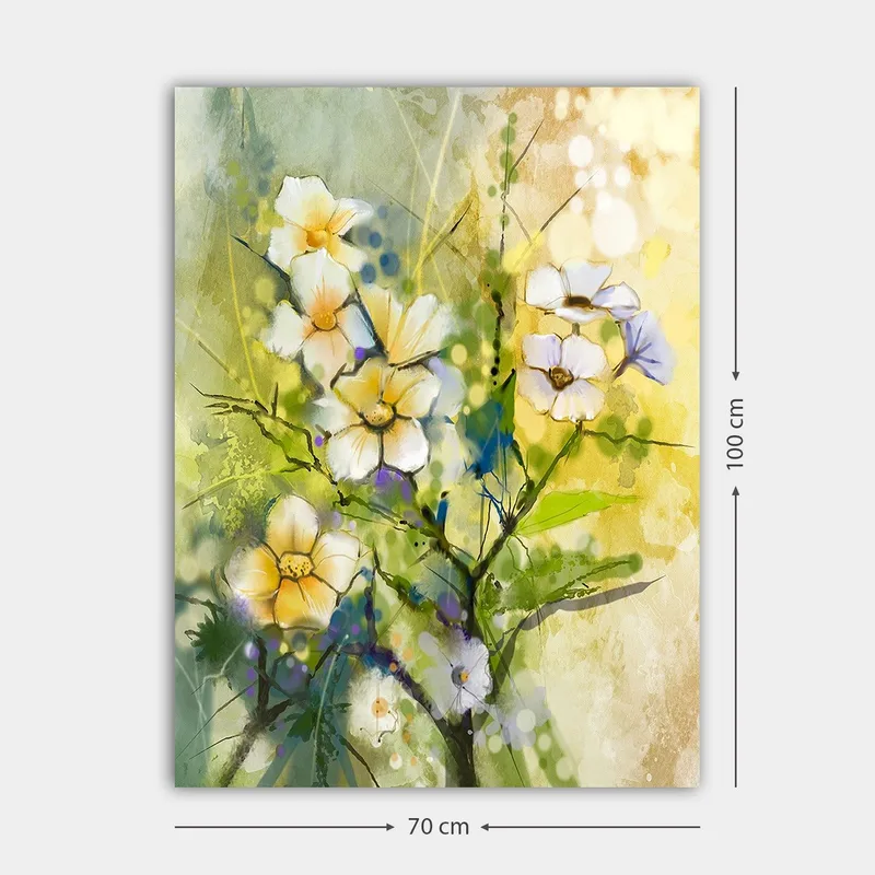 Canvastavla 70x100 cm - Vackra blommor i en färgglad och livfull komposition - Gult / Vitt / Grönt - Inredning - Tavlor & posters - Canvastavla