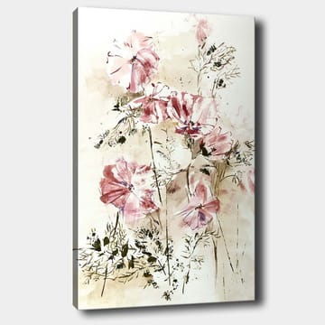 Canvastavla 70x100 cm - Vackra rosa blommor i en mjuk och romantisk komposition - Rosa / Beige / Grön - Inredning - Tavlor & posters - Canvastavla