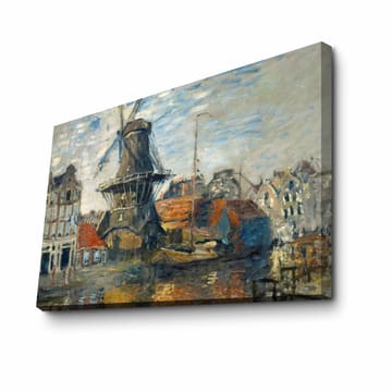 Canvastavla 70x100 cm - Vindmolle vid en vattenspegel omgiven av pittoreska byggnader - Blå / Grön / Orange - Inredning - Tavlor & posters - Canvastavla