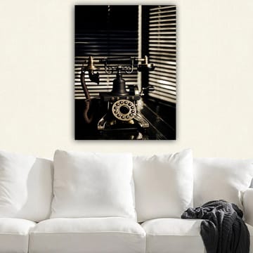 Canvastavla 70x100 cm - Vintage telefon med detaljer i metall och en elegant design - Svart / Guld / Brunt - Inredning - Tavlor & posters - Canvastavla