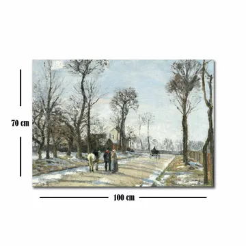 Canvastavla 70x100 cm - Vinterlandskap med människor som promenerar längs en snöig väg omgiven av träd - Grå / Vit / Brun - Inredning - Tavlor & posters - Canvastavla
