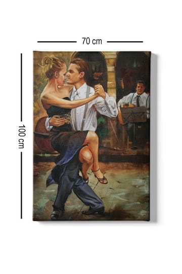 Canvastavla 70x100 cm - Passionerad tango mellan ett par i elegant klädsel - Svart / Beige / Mörkblå - Inredning - Tavlor & posters - Canvastavla