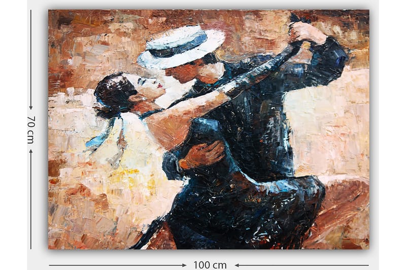 Canvastavla 70x100 cm - Passionerad tango mellan en man och en kvinna - Svart / Beige / Vit - Inredning - Tavlor & posters - Canvastavla