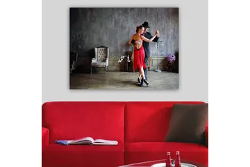 Canvastavla 70x100 cm - Passionerad tango mellan två dansare i elegant klädsel - Röd / Svart - Inredning - Tavlor & posters - Canvastavla