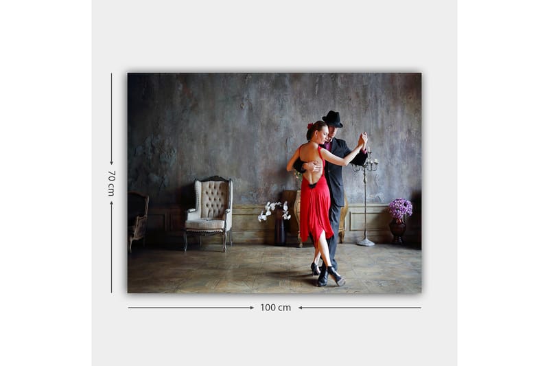 Canvastavla 70x100 cm - Passionerad tango mellan två dansare i elegant klädsel - Röd / Svart - Inredning - Tavlor & posters - Canvastavla