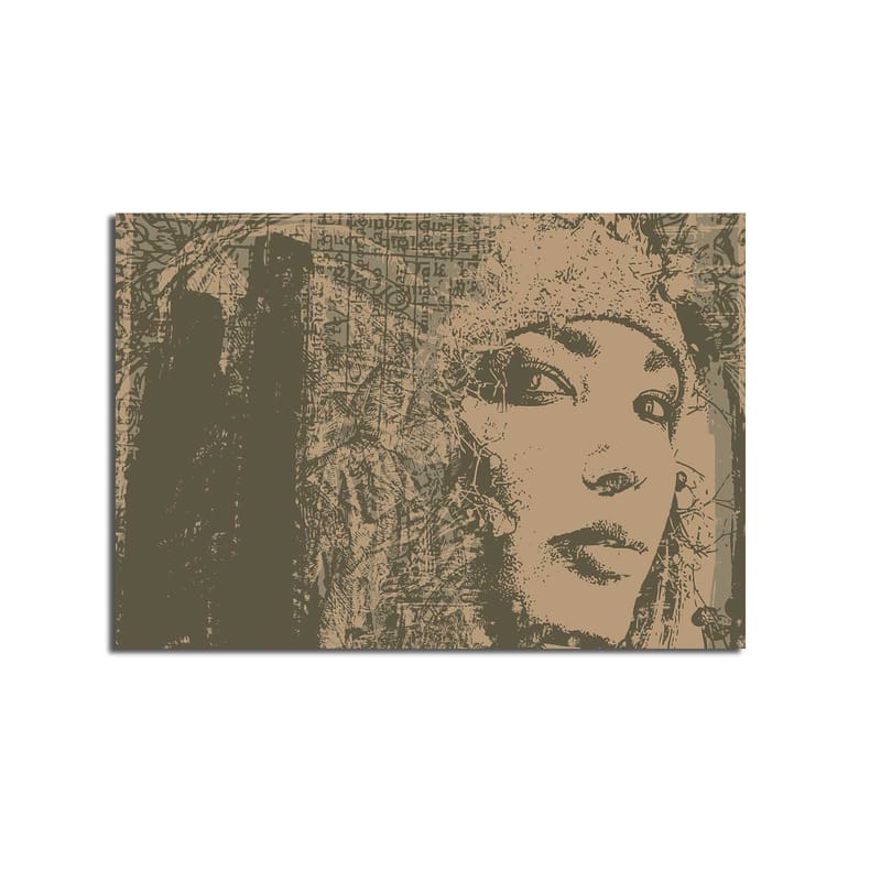 Canvastavla 70x100 cm - Porträtt av en kvinna med en mystisk och uttrycksfull blick - Beige / Brun - Inredning - Tavlor & posters - Canvastavla