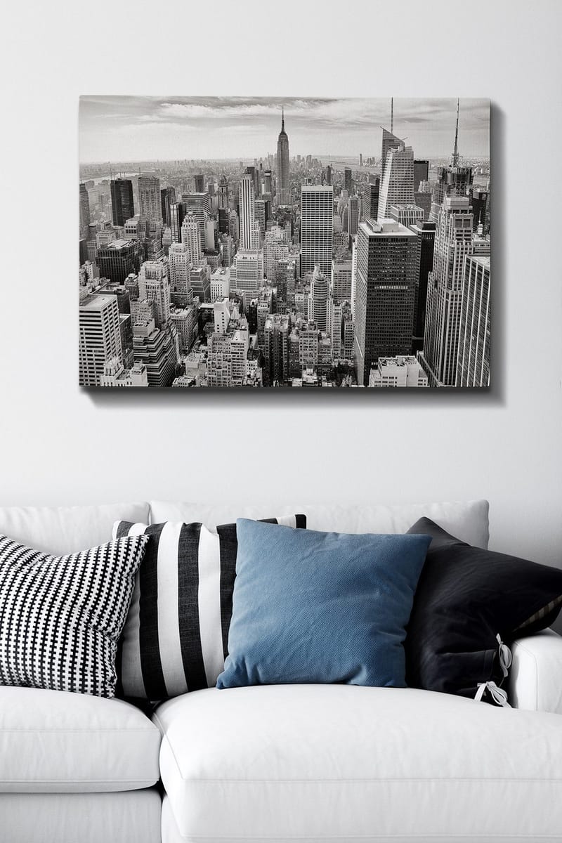 Canvastavla 70x100 cm - Panoramavy av New Yorks skyline i svartvitt - Svart / Vitt / Grått - Inredning - Tavlor & posters - Canvastavla