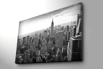 Canvastavla 70x100 cm - Panoramavy av New Yorks skyline med Empire State Building i fokus - Svart / Vitt / Grått - Inredning - Tavlor & posters - Canvastavla