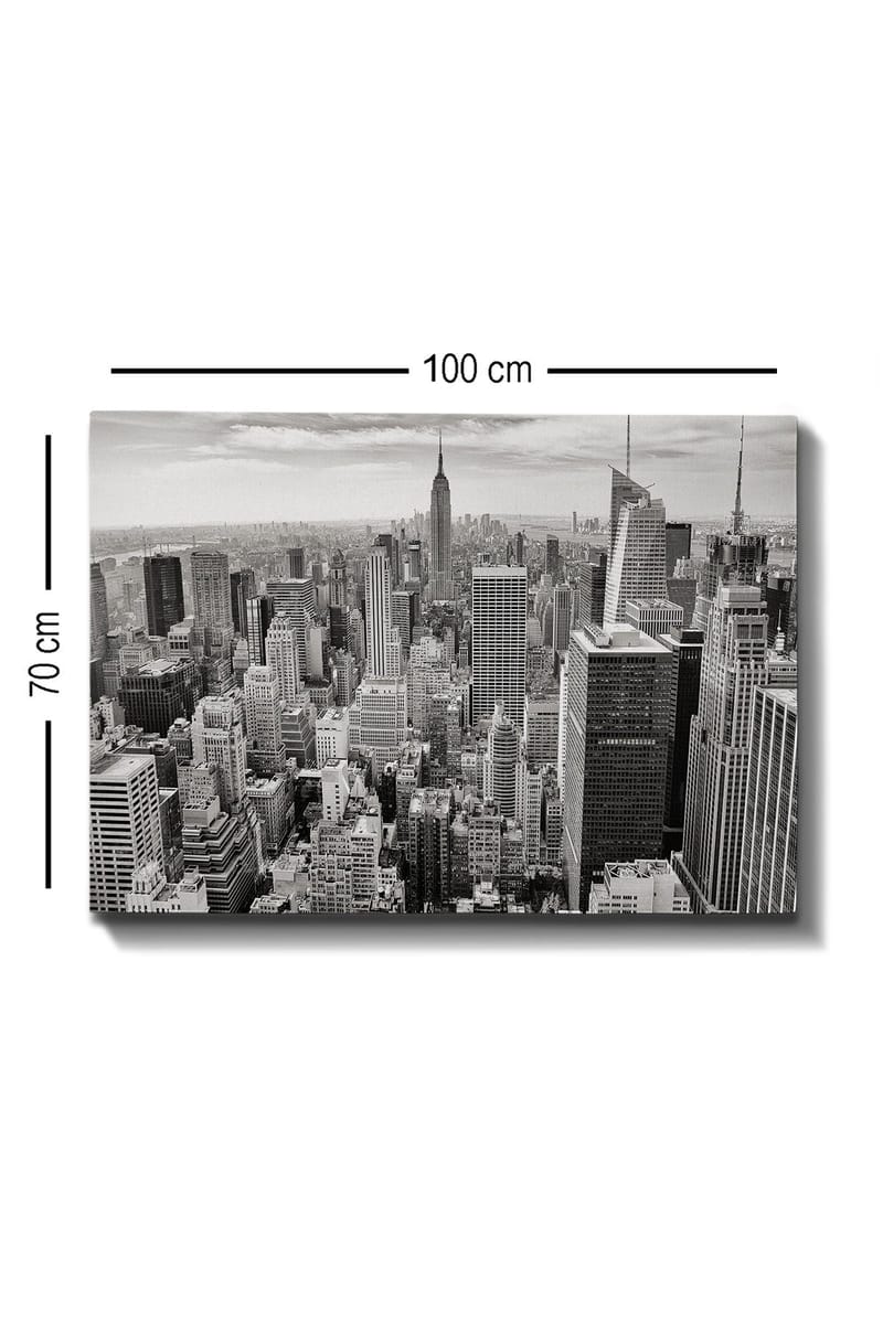Canvastavla 70x100 cm - Panoramavy av New Yorks skyline i svartvitt - Svart / Vitt / Grått - Inredning - Tavlor & posters - Canvastavla