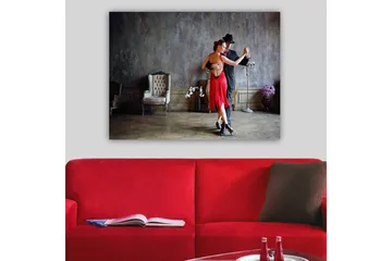 Canvastavla 70x100 cm - Passionerad tango mellan två dansare i elegant klädsel - Röd / Svart - Inredning - Tavlor & posters - Canvastavla
