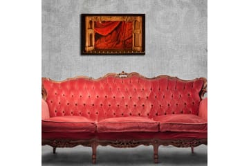 Canvastavla 70x45 cm - Dramatiskt röd drapering med ornamenterade detaljer - Röd / Guld - Inredning - Tavlor & posters - Canvastavla
