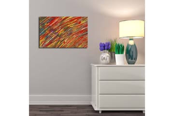 Canvastavla 70x45 cm - Dynamisk abstrakt komposition med färgglada penseldrag - Röd / Gul / Grön - Inredning - Tavlor & posters - Canvastavla