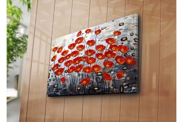 Canvastavla 70x45 cm - Färgrik bukett av vallmo i röd nyans - Röd / Svart / Grå - Inredning - Tavlor & posters - Canvastavla