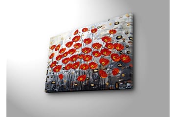Canvastavla 70x45 cm - Färgrik bukett av vallmo i röd nyans - Röd / Svart / Grå - Inredning - Tavlor & posters - Canvastavla