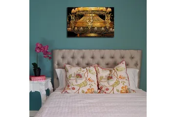 Canvastavla 70x45 cm - Glittrande ljuskrona med intrikata detaljer - Guld / Svart - Inredning - Tavlor & posters - Canvastavla