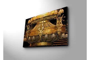 Canvastavla 70x45 cm - Glittrande ljuskrona med intrikata detaljer - Guld / Svart - Inredning - Tavlor & posters - Canvastavla