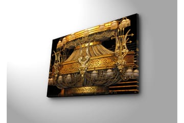 Canvastavla 70x45 cm - Glittrande ljuskrona med intrikata detaljer - Guld / Svart - Inredning - Tavlor & posters - Canvastavla