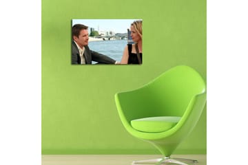 Canvastavla 70x45 cm - Intimt samtal mellan två personer vid vattnet - Hudton / Svart / Blå - Inredning - Tavlor & posters - Canvastavla