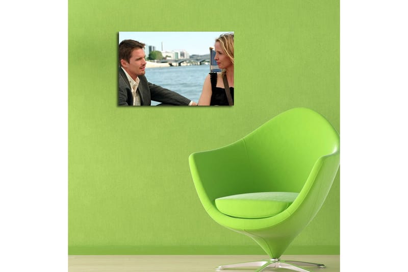 Canvastavla 70x45 cm - Intimt samtal mellan två personer vid vattnet - Hudton / Svart / Blå - Inredning - Tavlor & posters - Canvastavla