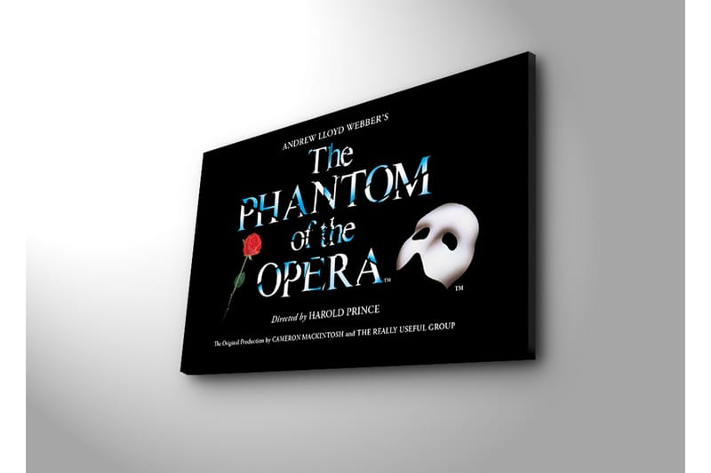Canvastavla 70x45 cm - Mask och ros från Phantom of the Opera - Svart / Vit / Röd - Inredning - Tavlor & posters - Canvastavla