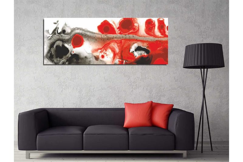 Canvastavla 80x30 cm - Abstrakt komposition med röda och svarta former - Röd / Svart / Vit - Inredning - Tavlor & posters - Canvastavla