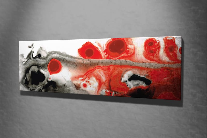 Canvastavla 80x30 cm - Abstrakt komposition med röda och svarta former - Röd / Svart / Vit - Inredning - Tavlor & posters - Canvastavla
