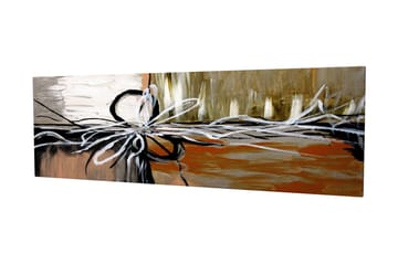 Canvastavla 80x30 cm - Abstrakt komposition med snören och former - Beige / Svart / Vit - Inredning - Tavlor & posters - Canvastavla