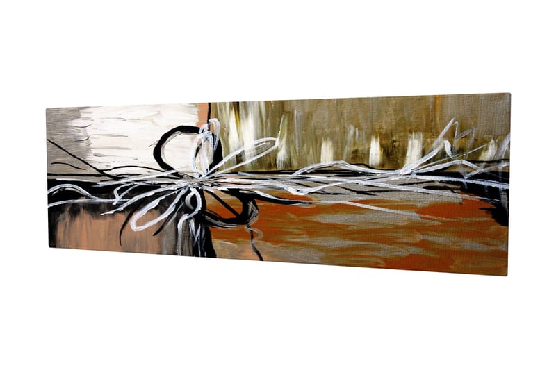 Canvastavla 80x30 cm - Abstrakt komposition med snören och former - Beige / Svart / Vit - Inredning - Tavlor & posters - Canvastavla